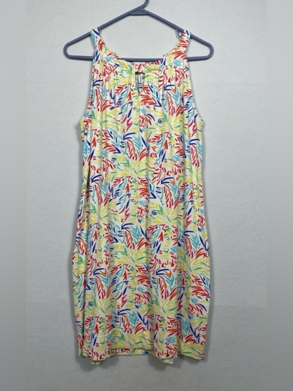 Lulu-B Multicolor Leaf-Print Sleeveless Keyhole Dress size XL